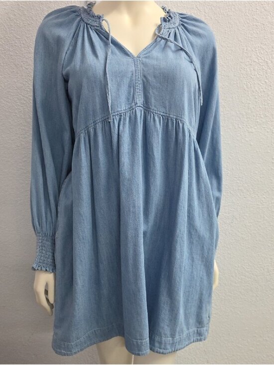 Old Navy Dresses & Skirts - Old Navy Blue Cotton Chambray Denim Empire Mini Dress Large